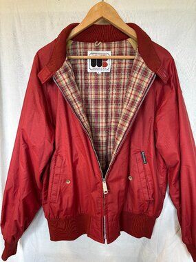 William Barry Red Plaid-Lined Unisex Bomber Jacket
